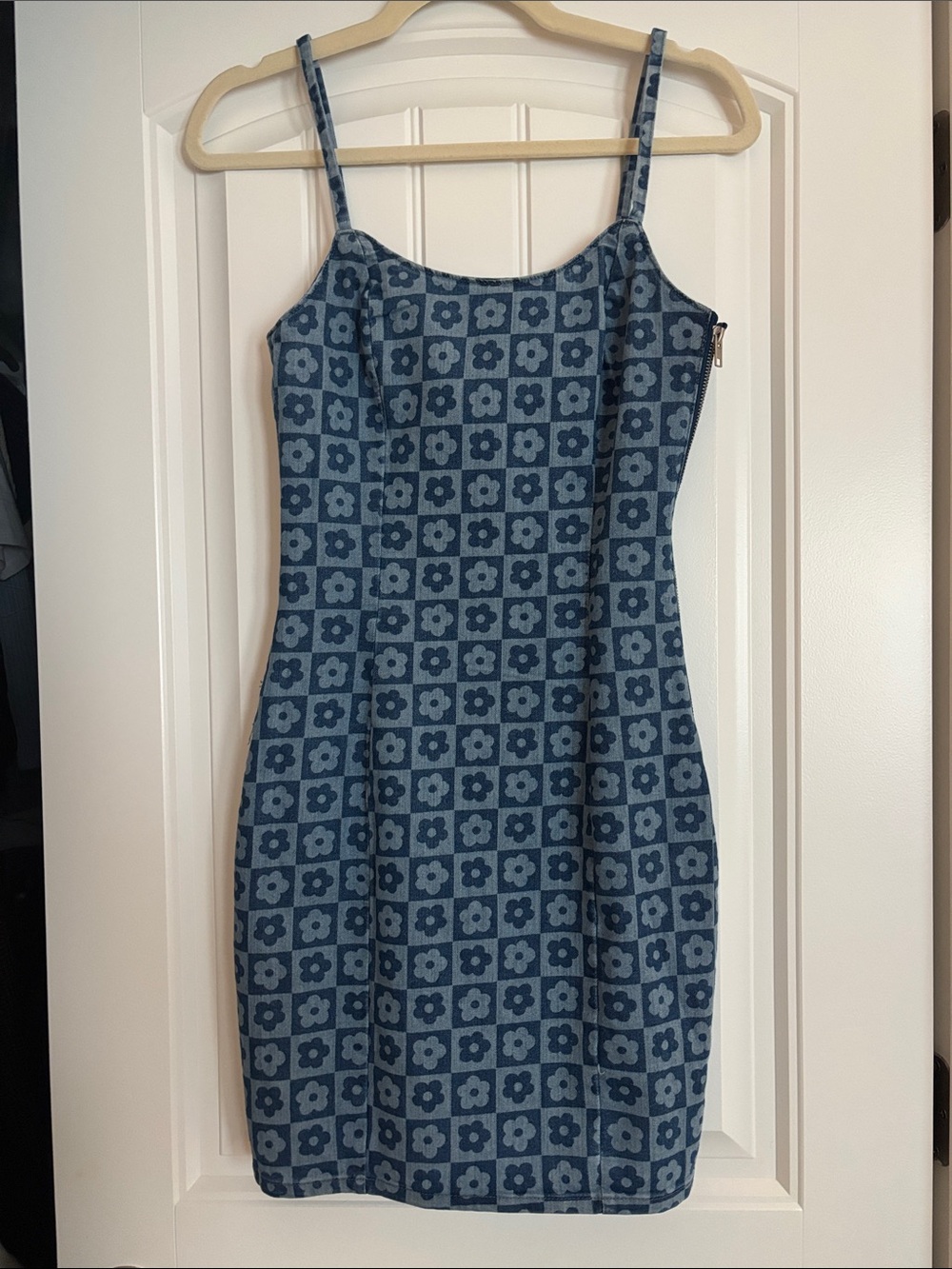 H&M Blue Floral Check Mini Dress